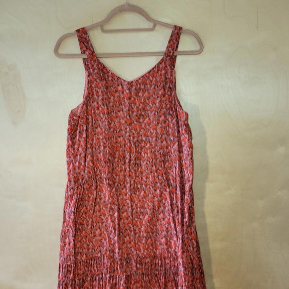 Joie TEA ROSE Coral Black Tiered Sleeveless Cotton Lined Maxi Dress Women Size S - Picture 7 of 9